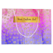 Roze Paarse Abstracte gouden kleur Aangepaste teks Groot Cadeauzakje (Achterkant)