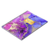 Roze Paarse Abstracte goudkunst Notitieboek (Linkerzijde)