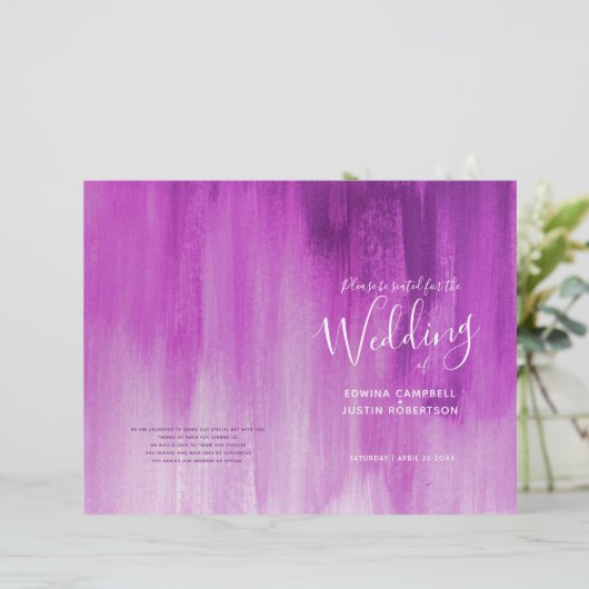 Roze paarse abstracte huwelijksprogramma (Staand voorkant)