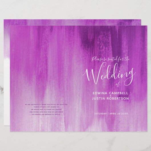 Roze paarse abstracte huwelijksprogramma (Voorkant / Achterkant)