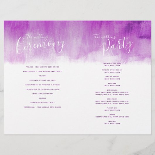 Roze paarse abstracte huwelijksprogramma (Achterkant)