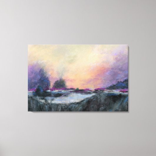 Roze Paarse Abstracte Landschapszonsondergang Canvas Afdruk (Voorkant)