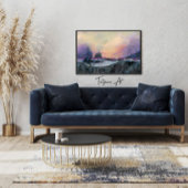 Roze Paarse Abstracte Landschapszonsondergang Canvas Afdruk