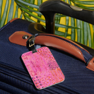 Roze Paarse Abstracte Schildering Bagage Label