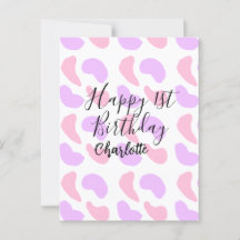 Roze paarse abstracte vormen gelukkige 1e verjaard