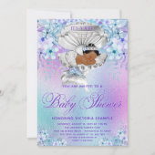 Roze Paarse Afrikaanse Zeemeermin Baby shower Kaart (Voorkant)