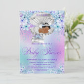 Roze Paarse Afrikaanse Zeemeermin Baby shower Kaart (Staand voorkant)