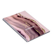 Roze & Paarse Agaat Geode Monogram  Naam Notitieboek (Rechterzijde)