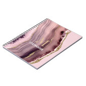 Roze & Paarse Agaat Geode Monogram  Naam Notitieboek (Linkerzijde)