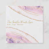 *~* Roze Paarse AGATE Crystal Gold Glitter Vierkante Visitekaartje (Voorkant)