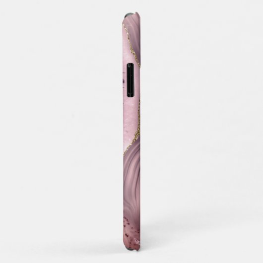 Roze & Paarse Agate Geode Gouden Monogram Case-Mate iPhone Case (Achterkant/rechts)