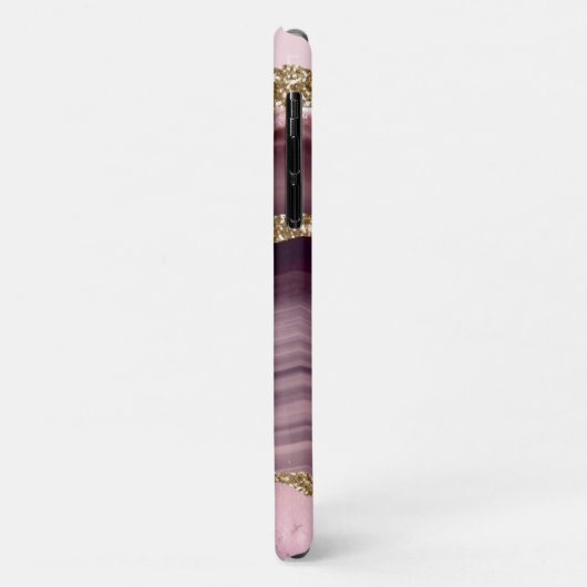 Roze & Paarse Agate Geode Monogram Naam Case-Mate iPhone Case (Achterkant/links)