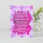 Roze Paarse Anemone Floral Wedding Invitation Kaart (Staand voorkant)