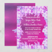 Roze Paarse Anemone Floral Wedding Invitation Kaart (Voorkant / Achterkant)