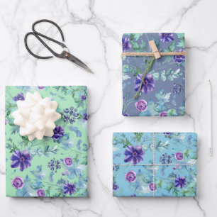 Roze Paarse Anemonen Lente Buiten Bruidsdouche Inpakpapier Vel