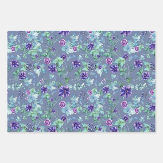 Roze Paarse Anemonen Lente Buiten Bruidsdouche Inpakpapier Vel (Voorkant)