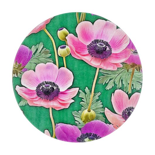 Roze Paarse anemonen Snijplank (Voorkant)