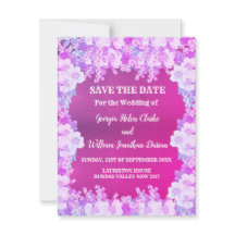 Roze Paarse anemoon bloemenbruiloft bewaar de datu