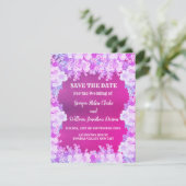 Roze Paarse anemoon bloemenbruiloft bewaar de datu Kaart (Staand voorkant)