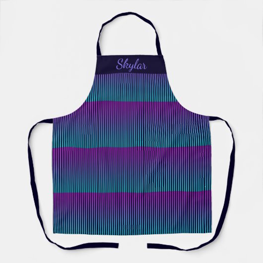Roze, Paarse & Aqua Custom Name Apron Schort (Voorkant)