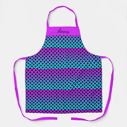 Roze, Paarse & Aqua Custom Name Apron Schort (Voorkant)