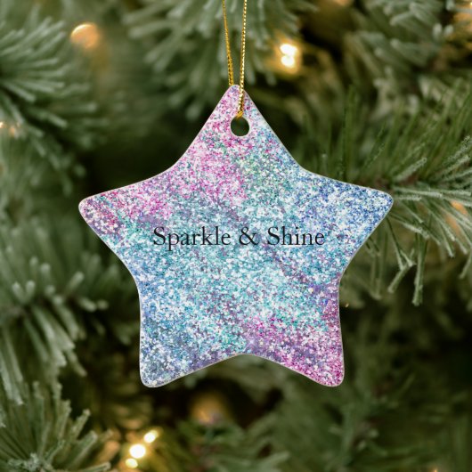 Roze Paarse Aqua Unicorn Glitter Sparkle Keramisch Ornament (Boom)