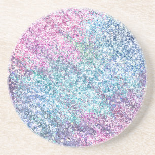Roze Paarse Aqua Unicorn Glitter Sparkle Zandsteen Onderzetter