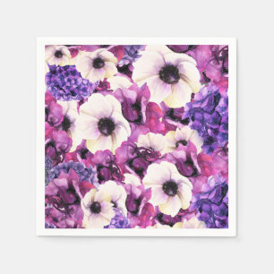 Roze & Paarse Aquarel Bloem Bruidsdouche Servet