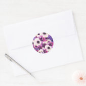 Roze & Paarse Aquarel Bloem Bruiloft Ronde Sticker (Envelop)