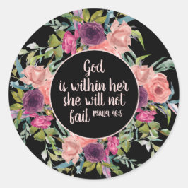 Roze Paarse Aquarel Bloemachtige Christelijke Bijb Ronde Sticker