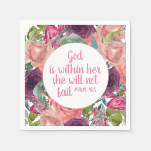 Roze Paarse Aquarel Bloemachtige Christelijke Bijb Servet