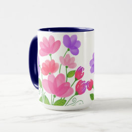 Roze Paarse Aquarel Bloemenmok Mok