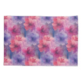 Roze & Paarse Aquarel Hibiscus Bloemstuk Kussensloop (Achterkant)