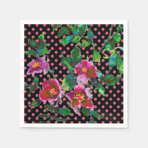 Roze paarse aquarel roos schilderij   stippen servetten