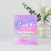 Roze Paarse Aquarel Sweet 16 Uitnodiging (Staand voorkant)