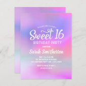 Roze Paarse Aquarel Sweet 16 Uitnodiging (Voorkant / Achterkant)