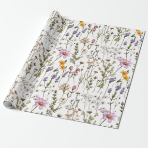 Roze Paarse Aquarel Wilde Bloem Aquarel Cadeaupapier