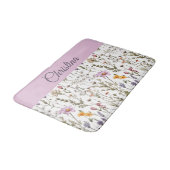 Roze Paarse Aquarel Wilde Bloem Badmat (Gekanteld)