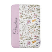 Roze Paarse Aquarel Wilde Bloem Badmat (Voorkant Verticaal)
