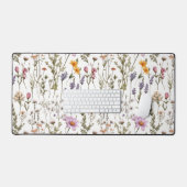 Roze Paarse Aquarel Wilde Bloem Bureaumat (Keyboard & Muis)