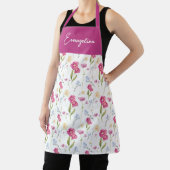 Roze Paarse Aquarel Wilde Bloem Eigen Naam Schort (Insitu)