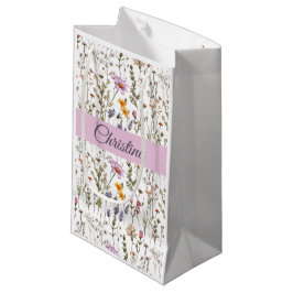 Roze Paarse Aquarel Wilde Bloem Initiaal Naam Klein Cadeauzakje