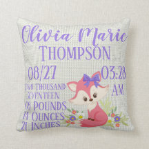 Roze Paarse Baby Fox Floral Flower Natuur geboorte