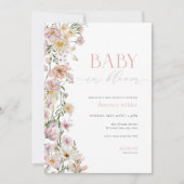 Roze & Paarse Baby in Bloom Baby shower Uitnodigin Kaart (Voorkant)