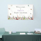 Roze Paarse Baby shower van Floral en Butterflies Spandoek (Beurs)