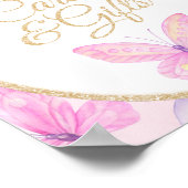 Roze Paarse Baby showers Kaarten en geschenken Poster (Hoek)