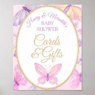 Roze Paarse Baby showers Kaarten en geschenken Poster