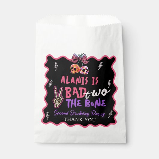 Roze Paarse Bad Two Het Bone 2e Verjaardagsfeest Bedankzakje (Voorkant)