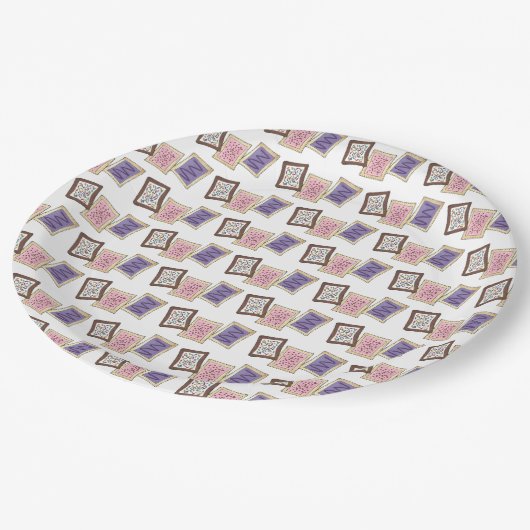 Roze Paarse bake-bakketbroodrooster ontbijt Papieren Bordje (Gekanteld)