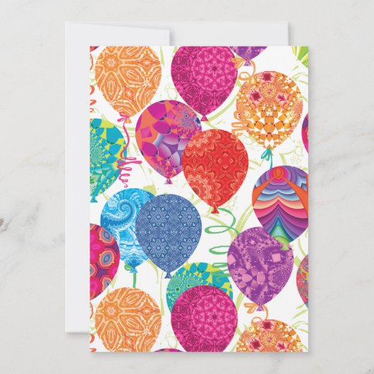 Roze Paarse ballonnen 80ste verjaardagsfeest Kaart (Achterkant)